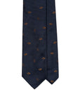 Brown Diamond Icon Pattern Dark Navy Woven Silk Tie