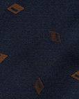 Brown Diamond Icon Pattern Dark Navy Woven Silk Tie