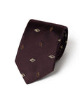Brown Diamond Icon Pattern Deep Burgundy Woven Silk Tie