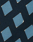 Blue Block Diamond Pattern Dark Navy Printed Silk Tie