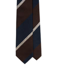 Franco Bassi Signature Block Stripe Dark Navy Brown Woven Silk Tie