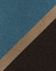 Franco Bassi Signature Block Stripe Espresso Brown Steel Blue Woven Silk Tie