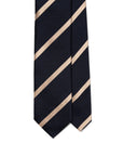 Franco Bassi Champagne Gold Satin Stripe Dark Navy Twill Woven Silk Tie
