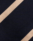 Franco Bassi Champagne Gold Satin Stripe Dark Navy Twill Woven Silk Tie