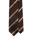 Franco Bassi Champagne Gold Satin Stripe Espresso Brown Twill Woven Silk Tie