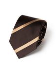 Franco Bassi Champagne Gold Satin Stripe Espresso Brown Twill Woven Silk Tie
