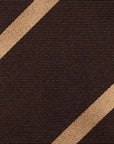 Franco Bassi Champagne Gold Satin Stripe Espresso Brown Twill Woven Silk Tie