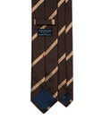 Franco Bassi Champagne Gold Satin Stripe Espresso Brown Twill Woven Silk Tie