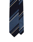Franco Bassi Multi Stripe Dusty Blue & Dark Navy Woven Silk Tie