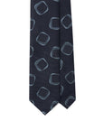 Square Motif Pattern Navy Woven Silk Tie