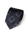 Square Motif Pattern Navy Woven Silk Tie