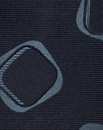 Square Motif Pattern Navy Woven Silk Tie