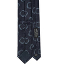 Square Motif Pattern Navy Woven Silk Tie
