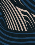 Wave Pattern Dark Navy Blue Beige Printed Silk Tie