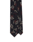 Double Diamond Pattern Black Red Beige Printed Silk Tie