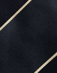 Mix Block Stripe Blue-Gray Satin Dark Navy Twill Woven Silk Tie