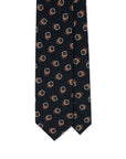 Square Dot Pattern Forest Navy Brown Printed Wool Tie