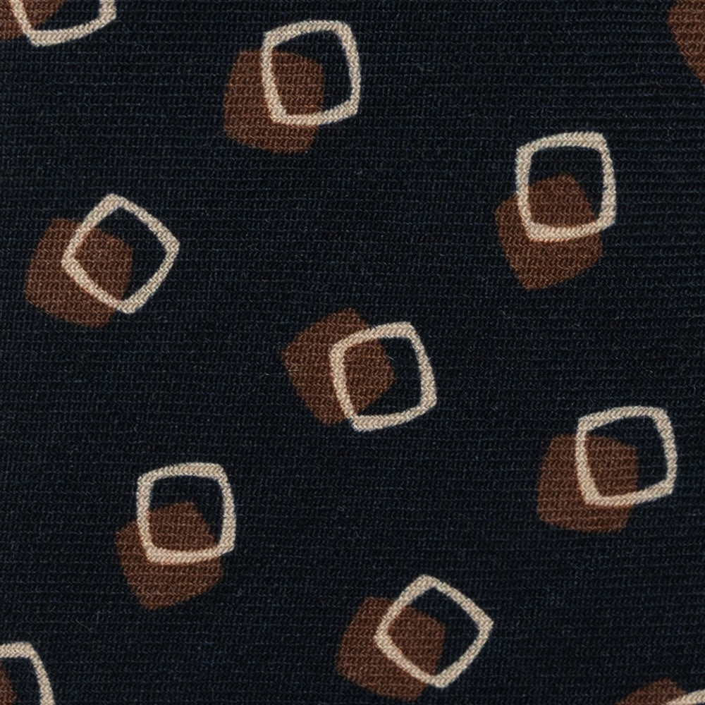 Square Dot Pattern Forest Navy Brown Printed Wool Tie