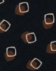 Square Dot Pattern Forest Navy Brown Printed Wool Tie