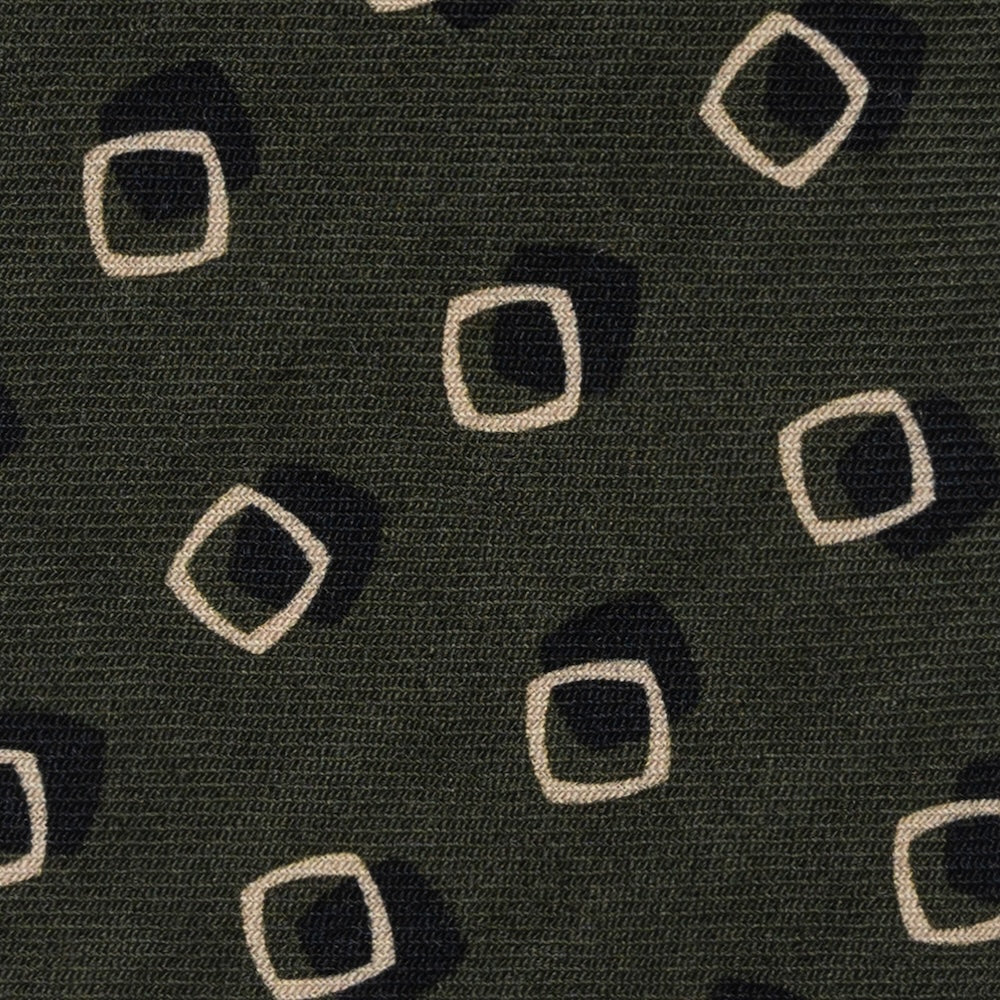 Square Dot Pattern Forest Green Beige Printed Wool Tie