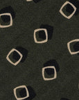 Square Dot Pattern Forest Green Beige Printed Wool Tie
