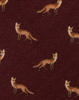 Kitsune Pattern Burgundy Printed Wool Tie