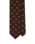 Kitsune Pattern Brown Printed Wool Tie