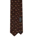 Kitsune Pattern Brown Printed Wool Tie