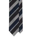 Espresso Brown & White Double Stripe Dark Navy Grenadine Silk Sfoderato Tie