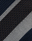 Espresso Brown & White Double Stripe Dark Navy Grenadine Silk Sfoderato Tie