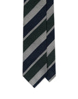 Forest Green & White Double Stripe Dark Navy Grenadine Silk Sfoderato Tie