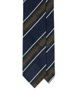 Deep Green & Mustard Formal Stripe Dark Navy Grenadine Silk Sfoderato Tie