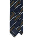 Deep Green & Mustard Formal Stripe Dark Navy Grenadine Silk Sfoderato Tie