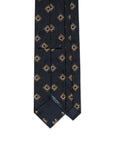 Mustard Diamond Point Pattern Dark Navy Woven Silk Tie