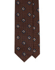 Navy Diamond Point Pattern Sienna Brown Woven Silk Tie