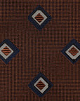 Navy Diamond Point Pattern Sienna Brown Woven Silk Tie