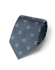 Cube Icon Pattern Slate Blue Woven Silk Tie