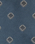 Cube Icon Pattern Slate Blue Woven Silk Tie