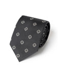 Cube Icon Pattern Charcoal Gray Woven Silk Tie