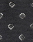 Cube Icon Pattern Charcoal Gray Woven Silk Tie