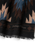 Navajo Pattern Black Brown Blue Wool Silk Scarf