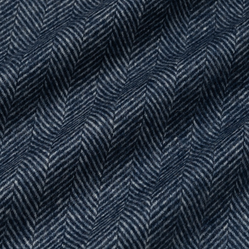 Navy Herringbone Cashmere Scarf