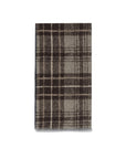 Cappuccino Brown Check Pattern & Indigo Blue Solid Double Face Wool Scarf