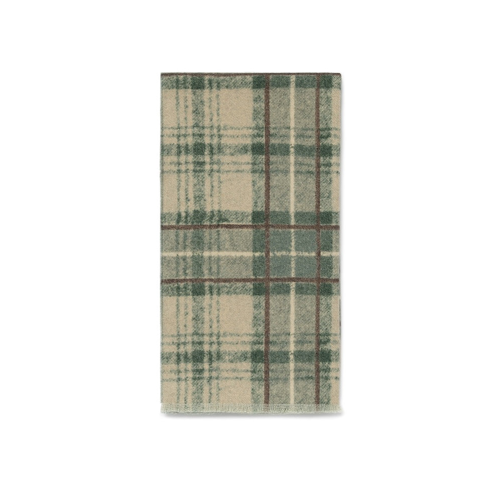Sage Green Check Pattern &amp; Solid Double Face Wool Scarf