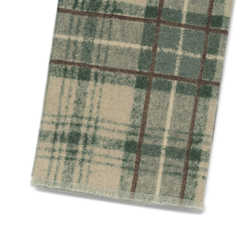 Sage Green Check Pattern &amp; Solid Double Face Wool Scarf