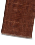 Maple Brown Check Pattern & Dark Brown Solid Double Face Wool Scarf