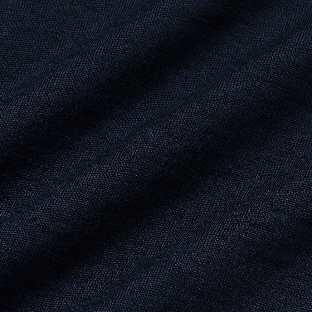 30 Gauge Super Fine Merino Wool High Gauge Navy Crew Neck Knit