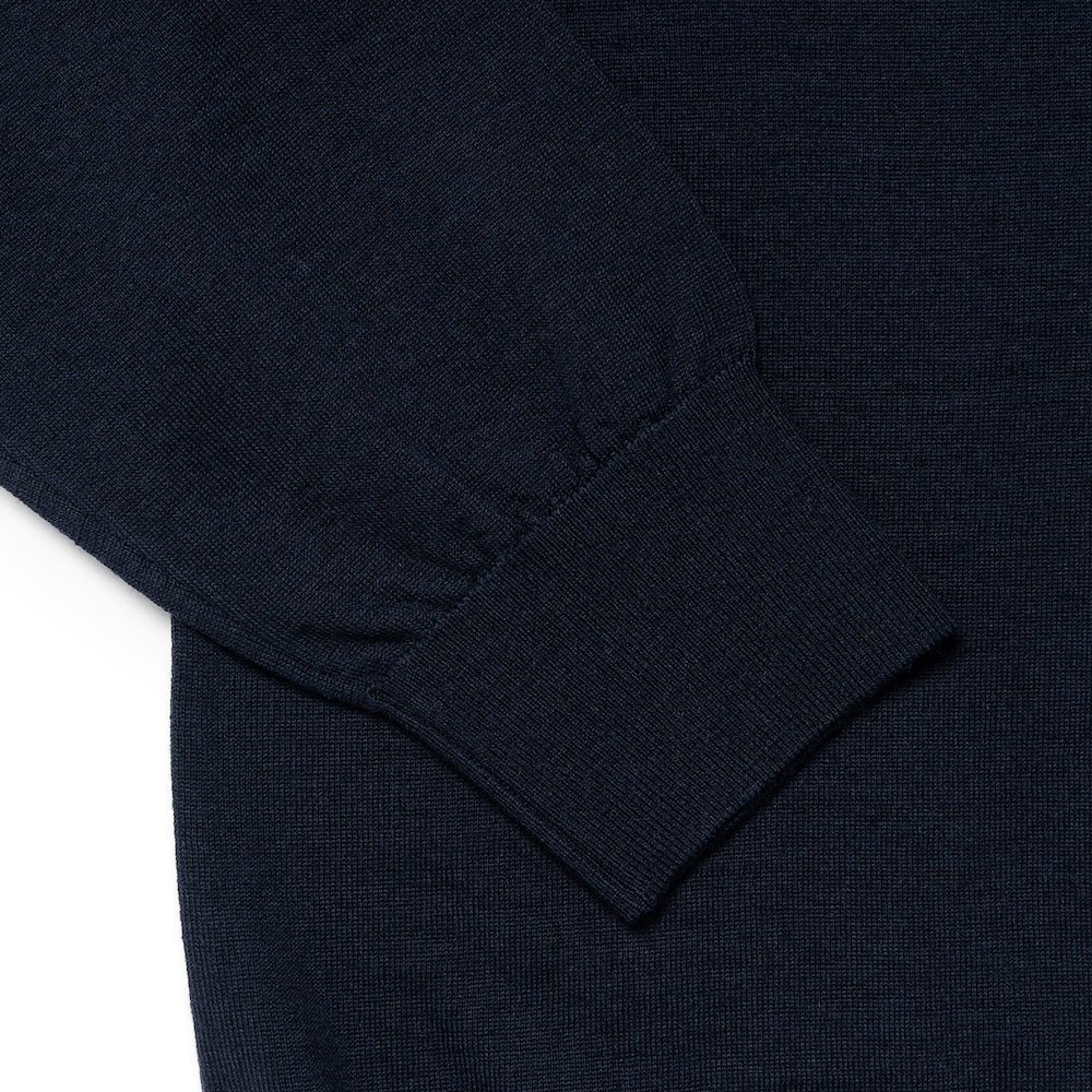 30 Gauge Super Fine Merino Wool High Gauge Navy Turtleneck Knit