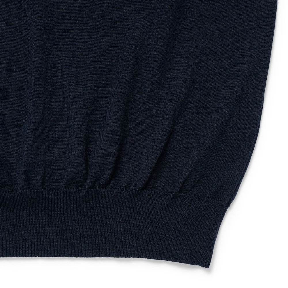 30 Gauge Super Fine Merino Wool High Gauge Navy Turtleneck Knit