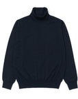 30 Gauge Super Fine Merino Wool High Gauge Navy Turtleneck Knit
